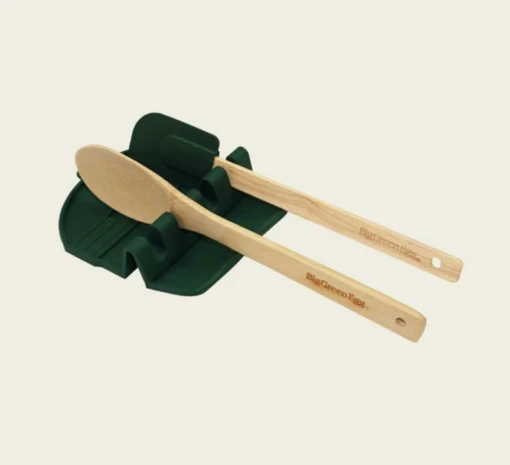Big Green Egg Spatel Met Siliconen Mat Houten Lepel En Pannenlikker - Afbeelding 2