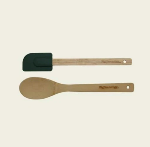 Big Green Egg Spatel Met Siliconen Mat Houten Lepel En Pannenlikker - Afbeelding 3