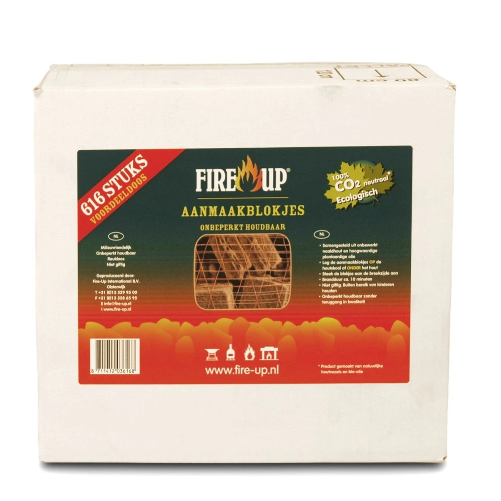 FireUp Aanmaak Blokjes Bruin Circa 616 Stuks / Voordeelverpakking 3 FireUp Aanmaak Blokjes Bruin Circa 616 Stuks / Voordeelverpakking